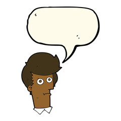 cartoon staring face with speech bubble