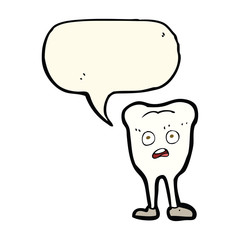 cartoon yellowing  tooth with speech bubble