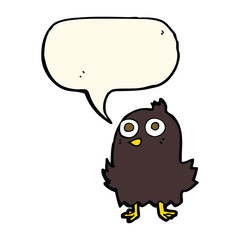 funny cartoon bird with speech bubble