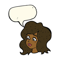 cartoon woman looking concerned with speech bubble