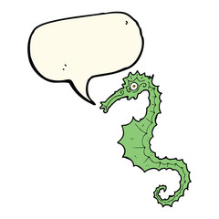 cartoon sea horse with speech bubble