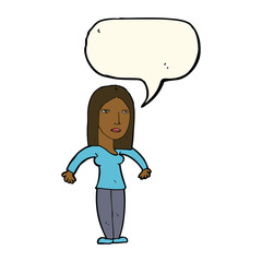 Fototapeta premium cartoon annoyed woman with speech bubble