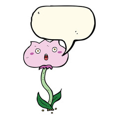 cartoon shocked flower with speech bubble