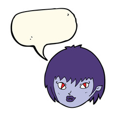 cartoon vampire girl face with speech bubble