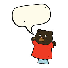funny cartoon black bear with speech bubble