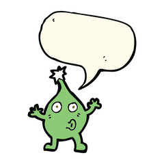 funny cartoon creature with speech bubble