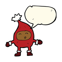 cartoon funny christmas character with speech bubble