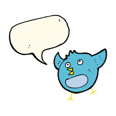 cartoon happy bird with speech bubble