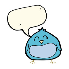 cartoon fat bird with speech bubble