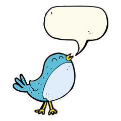 cartoon singing bird with speech bubble