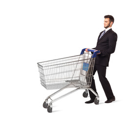 Businessman with shopping cart