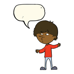 cartoon curious man with speech bubble