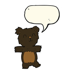 cartoon cute black bear cub with speech bubble