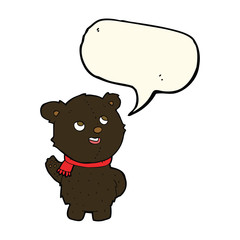 cartoon cute black bear cub with speech bubble