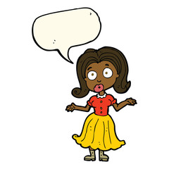 cartoon confused girl with speech bubble