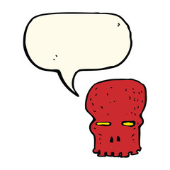 cartoon spooky skull with speech bubble