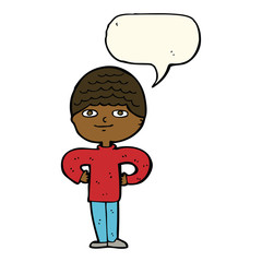 cartoon proud man with speech bubble