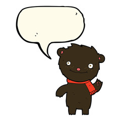 cartoon cute black bear with speech bubble