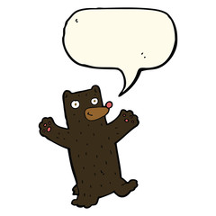 cartoon black bear with speech bubble