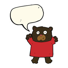 cartoon cute black bear with speech bubble