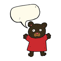 cartoon cute black bear with speech bubble