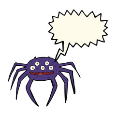 cartoon halloween spider with speech bubble