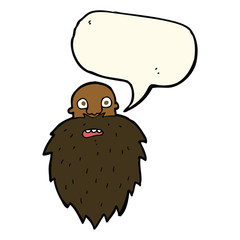 cartoon bearded man with speech bubble