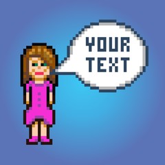 pixel art girl with speech bubble