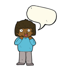 cartoon worried boy with speech bubble