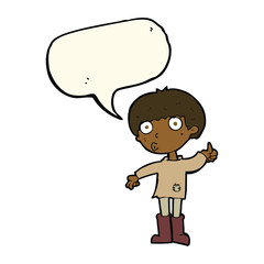 cartoon boy asking question with speech bubble