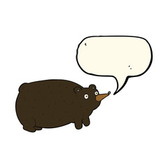 funny cartoon bear with speech bubble