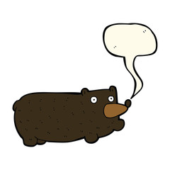 funny cartoon bear with speech bubble