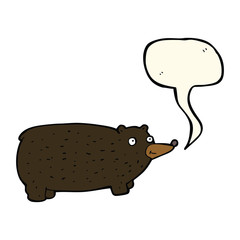 funny cartoon bear with speech bubble