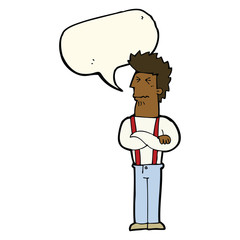 cartoon annoyed man with speech bubble