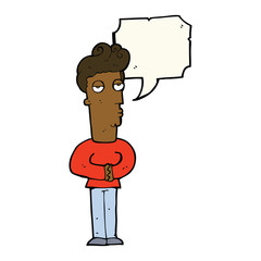 cartoon arrogant man with speech bubble