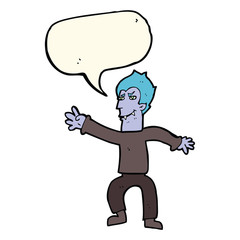 cartoon vampire man with speech bubble