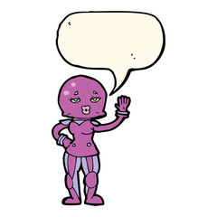 cartoon female astronaut with speech bubble