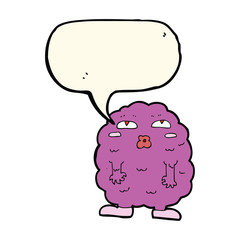 funny cartoon monster with speech bubble