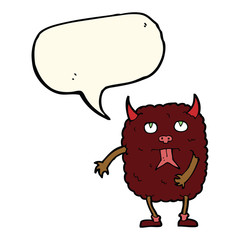 funny cartoon monster with speech bubble