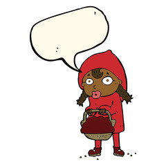 little red riding hood cartoon with speech bubble