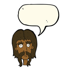 cartoon man with long mustache with speech bubble