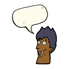 cartoon vampire head with speech bubble