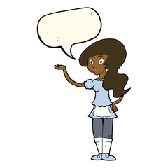 cartoon waitress with speech bubble