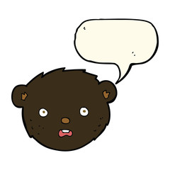cartoon black bear face with speech bubble