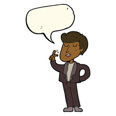 cartoon cool guy snapping fingers with speech bubble