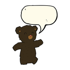 cartoon black bear with speech bubble