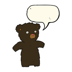 cartoon black bear with speech bubble