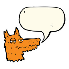 cartoon smug fox face with speech bubble