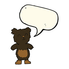 cartoon teddy black bear with speech bubble