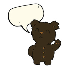 cartoon black bear with speech bubble